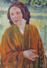 Frau in einem gelben Schal Frau in einem gelben Schal