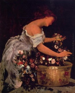 Junges Mädchen, die Blumen verein
