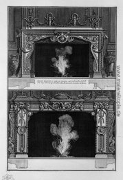 Zwei Kamine überlappende: der Träger mit einer Maske der Medusa Zwei Kamine überlappende: der Träger mit einer Maske der Medusa