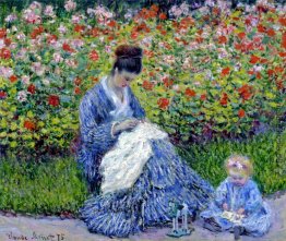 Camille Monet und Kind im Garten des Künstlers in Argenteuil
