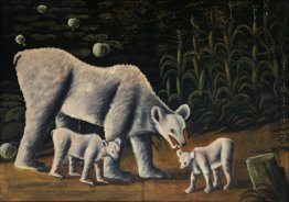 Weißen Bären mit ihren Jungen (im Getreidefeld)