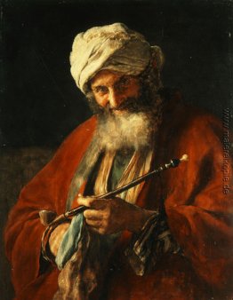Oriental Mann mit einem Rohr