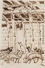 Illustration für die Geschichte von Hovhannes Tumanyan 'Wolf' Illustration für die Geschichte von Hovhannes Tumanyan 'Wolf'