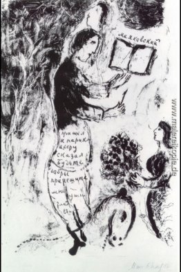 Zeichnung von Marc Chagall für Wladimir Majakowski 70. Geburtsta
