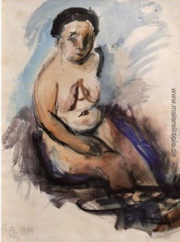 Nude Frau sitzt