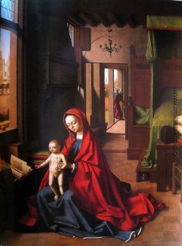Die Jungfrau und das Kind in einem gotischen Innenraum