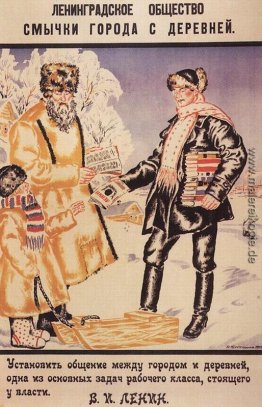Poster der Leningrader Gesellschaft beugt Stadt und Land