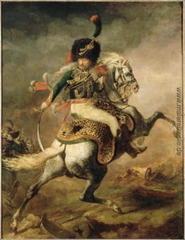 Officer des Chasseurs Lade auf dem Pferderücken