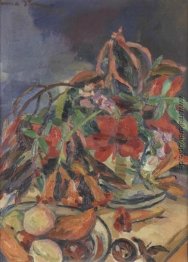 Stilleben mit Hibiskus, Trompeten und Früchte Engels Stilleben mit Hibiskus, Trompeten und Früchte Engels