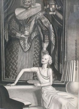 Frau vor Portrait Seated