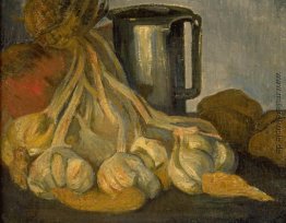 A Bunch of Knoblauch und einem Zinnbecher