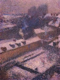 Die Dächer von Paris im Schnee