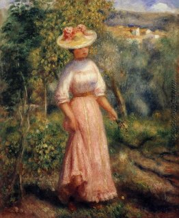 Junge Frau in Rot in den Felder