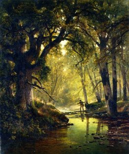 Angler in einem Wald Interior