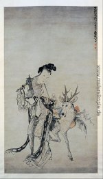 Ma-gu Holding ein Vase, mit einem Reh Ma-gu Holding ein Vase, mit einem Reh