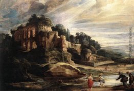 Landschaft mit den Ruinen von Monte Palatin in Rom