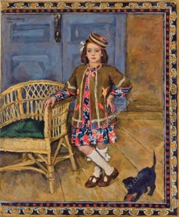 Das Mädchen in der Kaukasus-Kleid mit einer Katze (Margot)