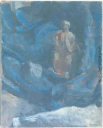 Femme et coquillage sur fond bleu Femme et coquillage sur fond bleu