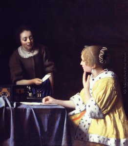 Herrin und Dienstmädchen (Dame mit ihrem Magd hält einen Letter)