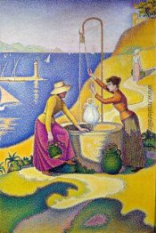 Junge Frauen in der Provence am Brunnen Junge Frauen in der Provence am Brunnen