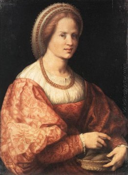 Dame mit einem Korb von Spindeln