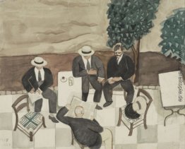 Vier Männer in einem Café