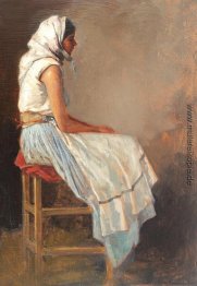 Ländliche Frau mit weißem Kopftuch Ländliche Frau mit weißem Kopftuch