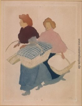 Laundresses tragen linnen