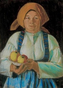 Junge Frau hält Äpfel
