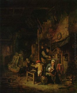 Interieur mit einer Bauernfamilie