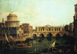 Capriccio des Canal Grande mit einer imaginären Rialto-Brücke un