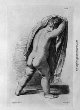 Putto stehen an Ort und Stelle, sich zu kleiden, von Guercino