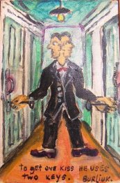 Um einen Kuss zu bekommen, verwendet er zwei Schlüssel Um einen Kuss zu bekommen, verwendet er zwei Schlüssel