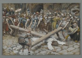 Simon von Kyrene gezwungen, das Kreuz mit Jesus (Simon de Kyrene