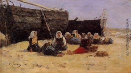 Fishwomen am Strand von Berck Sitz