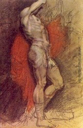 Stehend Sitter auf dem Hintergrund der roten Drapierung