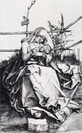 Madonna auf einem grasartigen Bank