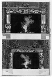 Zwei Kamine mit den Stütz Kameen und Sphingen im Fries überlager Zwei Kamine mit den Stütz Kameen und Sphingen im Fries überlager