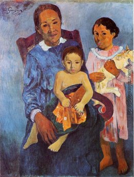 Tahitian Frau und zwei Kinder