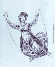 Junge Hexe Fliegen mit einem Seil Junge Hexe Fliegen mit einem Seil