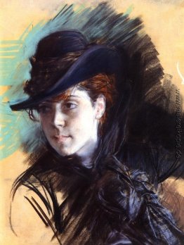 Mädchen in einem schwarzen Hut