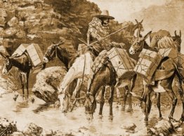 Mule Train Crossing the Sierras