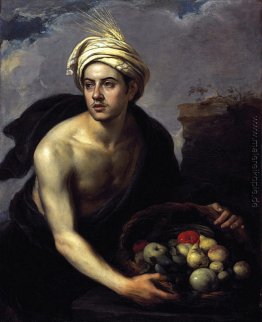 Ein junger Mann mit einem Früchtekorb
