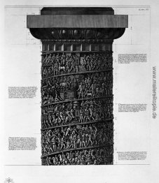 Ansicht der Hauptfassade der Säule Antonine, in sechs Tabellen