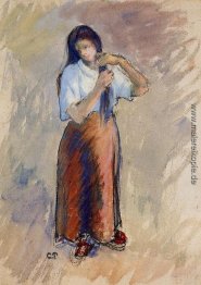 Junge Frau, die ihr Haar Knotting Junge Frau, die ihr Haar Knotting