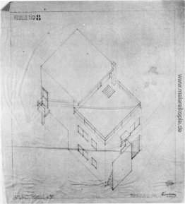 Axonometrische Zeichnung des Hauses in Meudon