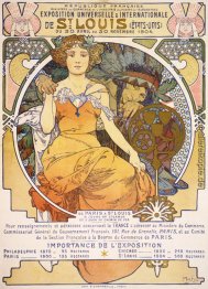Jugendstil-Farblithographie Plakat, das einen sitzenden Frau umk Jugendstil-Farblithographie Plakat, das einen sitzenden Frau umk