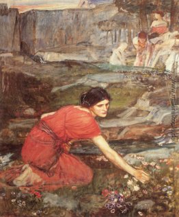 Maidens pflücken Blumen durch einen Strom
