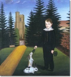 Junger Junge Fütterung Kaninchen Junger Junge Fütterung Kaninchen