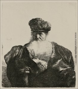 Ein alter Mann mit einem Bart, Pelzmütze und einen Samt-Mantel